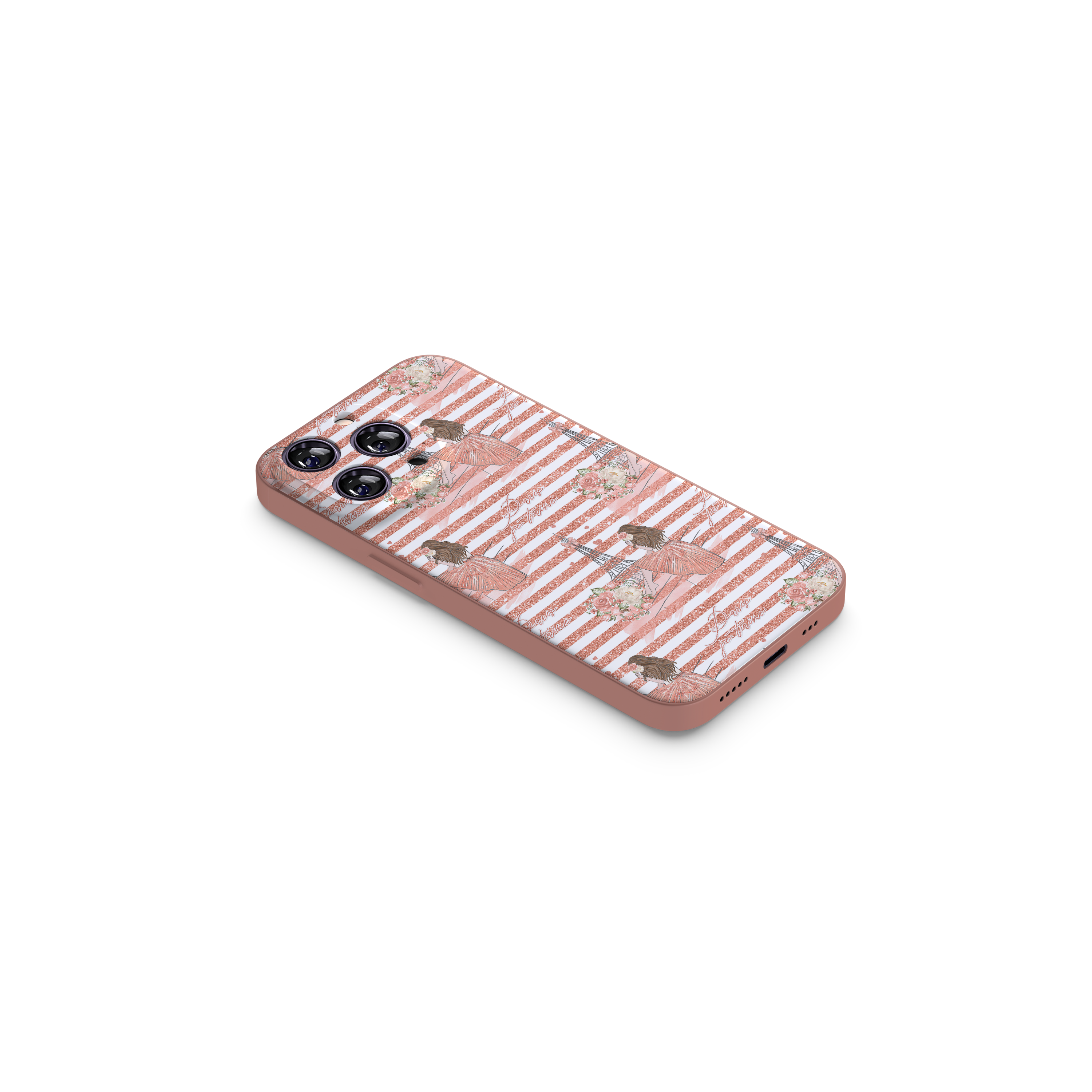 French Aesthetic Girl Stripe Case