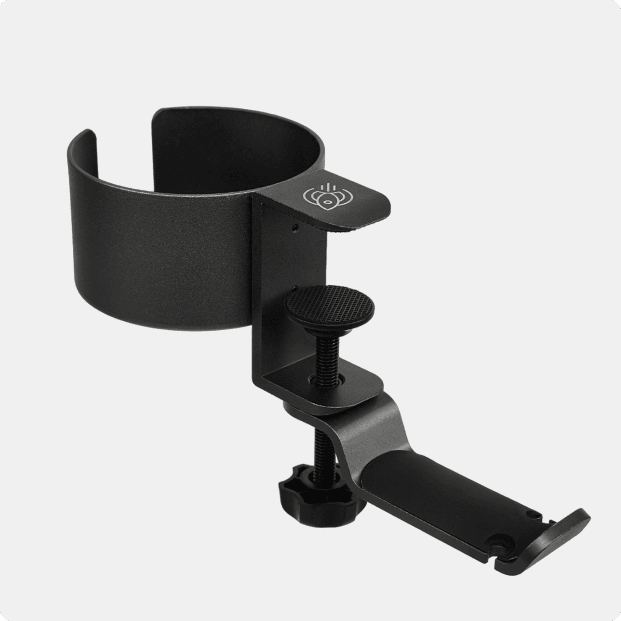 HyperWork Clamp-On Cup Holder with Integrated Hook | CH01